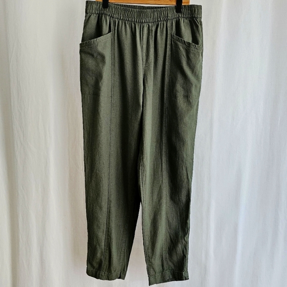 Old Navy Womens Linen Blend Ankle Pants - Olive Green - Picture 4 of 16